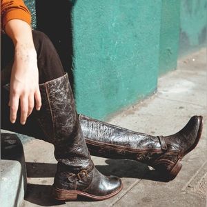 Bed Stu Glaye leather black lux riding boots size 6.5 expandable back NWB